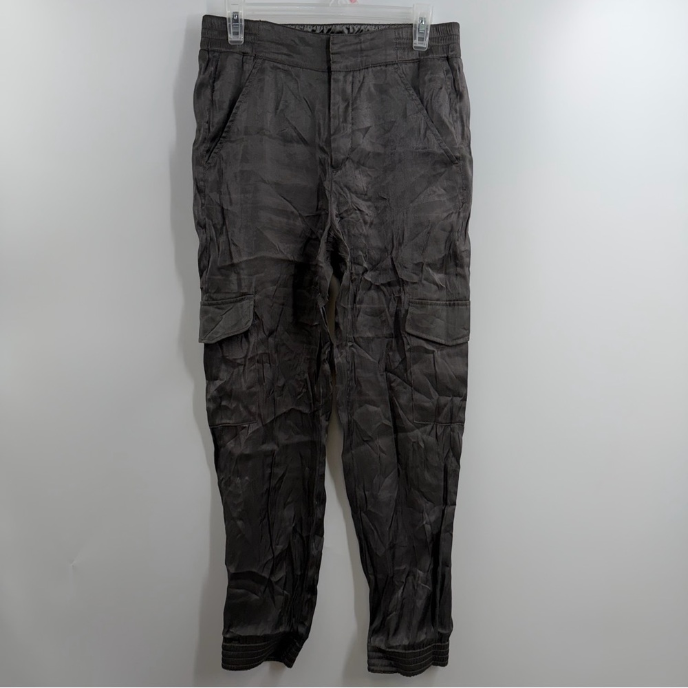 Anthropologie Shimmer Cargo Jogger Pants Womens Small Green Metallic Utility